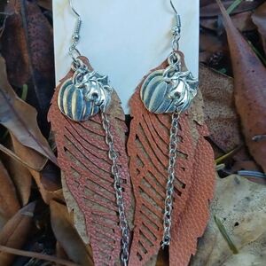 Silver and Brown Feather Earrings